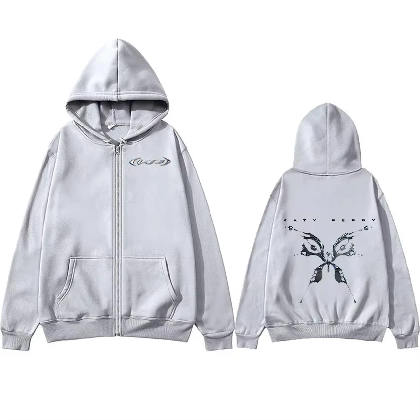 Cantor katy perry tour 2025 álbum zíper com capuz masculino feminino moda oversized zip up jaqueta moletom retro maré roupas capuz