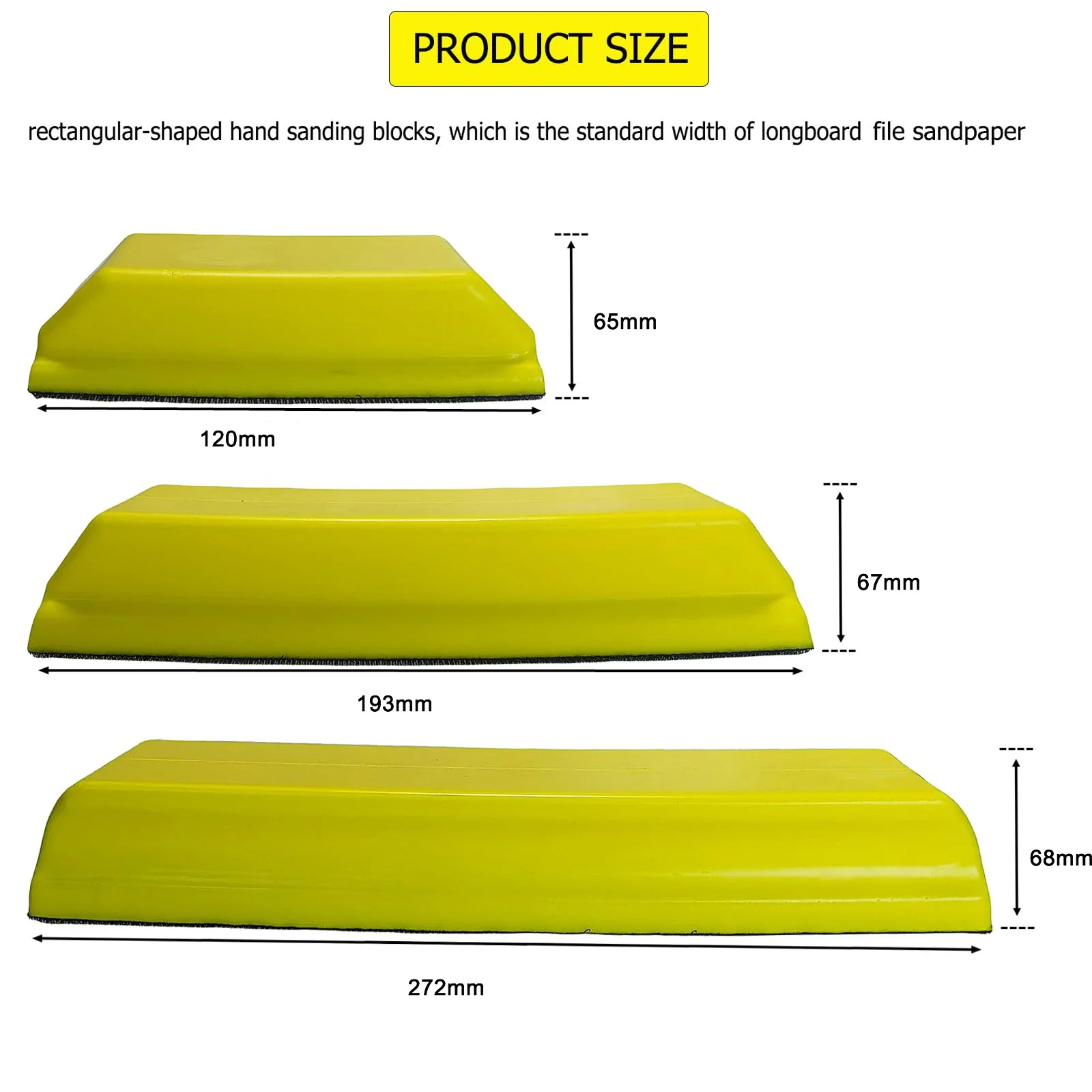 3 Pcs Hook and Loop Hand Sanding Block Kit Classic Rectangle for Sanding Polishing in Auto Body and Paint Shops Detailing Shops