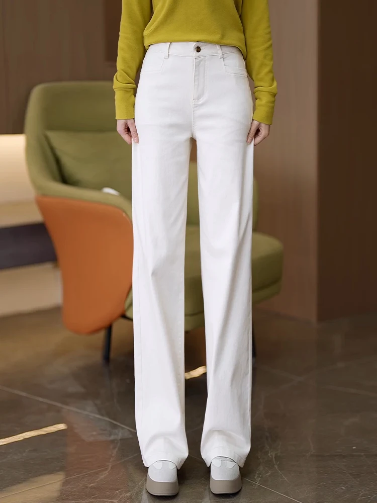 

Джинсы с высокой талией и прямыми штанинами для женщин, весна-осень 2026, новые, повседневные, утягивающие, универсальные, узкие и широкие джинсы