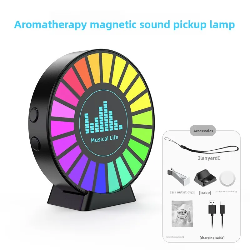 

Магнитная RGB-подсветка для автомобиля, активируемая звуком, декоративная ритмичная подсветка для воздуховодов автомобиля