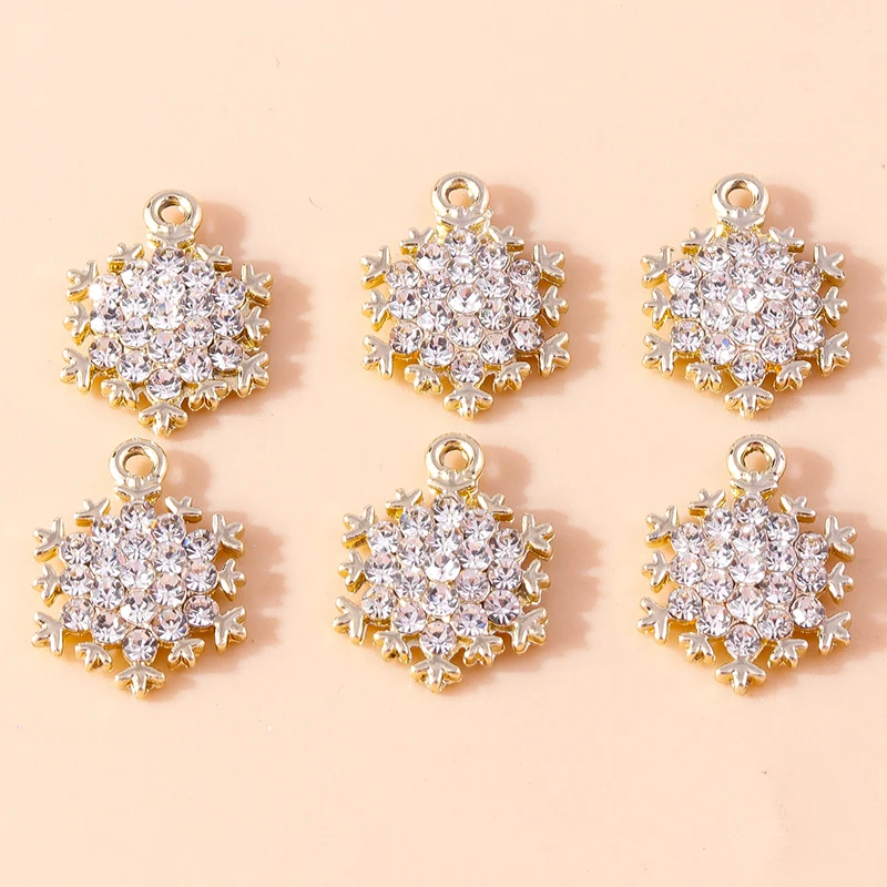 Leslie 10 Stück 17 x 20 mm brillante Kristall-CZ-Schneeflocken-Charms-Anhänger für Schmuckherstellung, Weihnachten, Ohrringe, Halskette, Zubehör – Detail 8