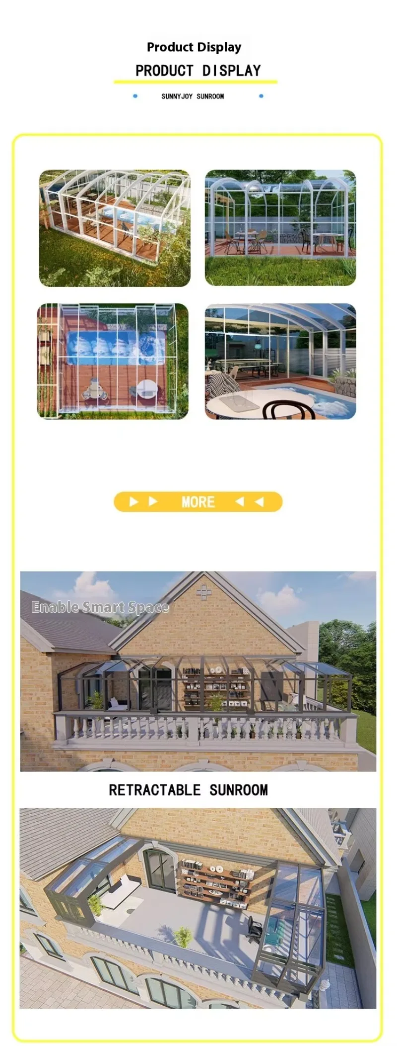 Outdoor Telescopic Mobile Sun Room Roof Balcony Courtyard Aluminum Alloy Glass Sunshade for Heat Insulation Sunscreen for House