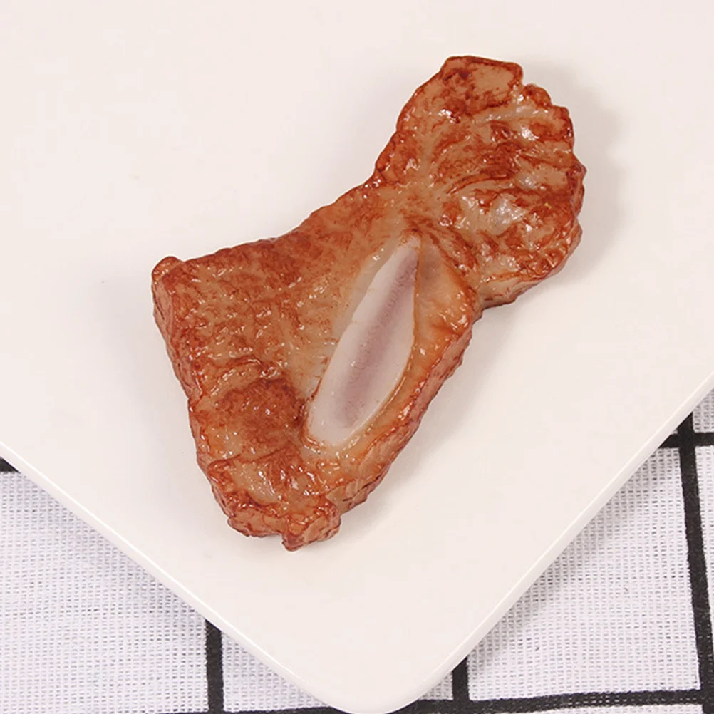

2 Pcs Simulation Steak Model for Bed Ribs Shape Bacon Display Decorative Plaything PVC Toy Leaning Photo Lovely