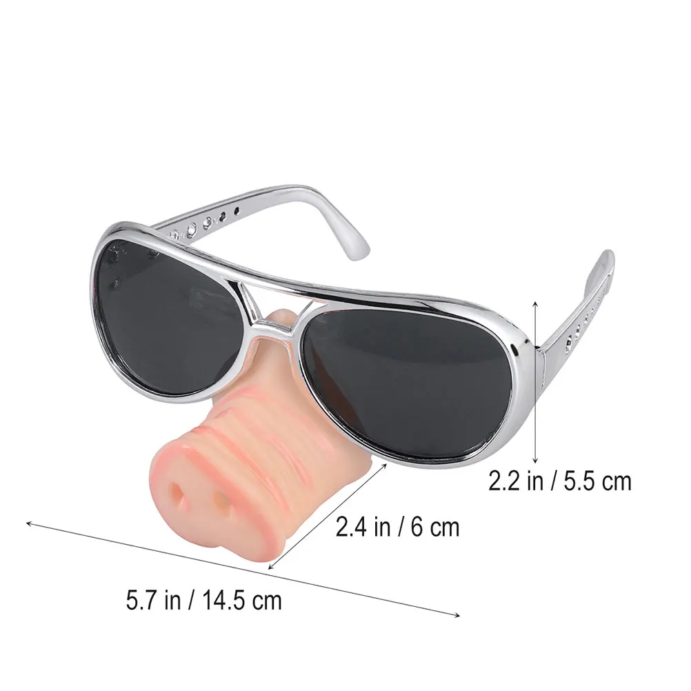Gafas de nariz de cerdo, accesorios ligeros para fiesta, accesorios para fotos plateados y negros, elegantes, 2 uds.