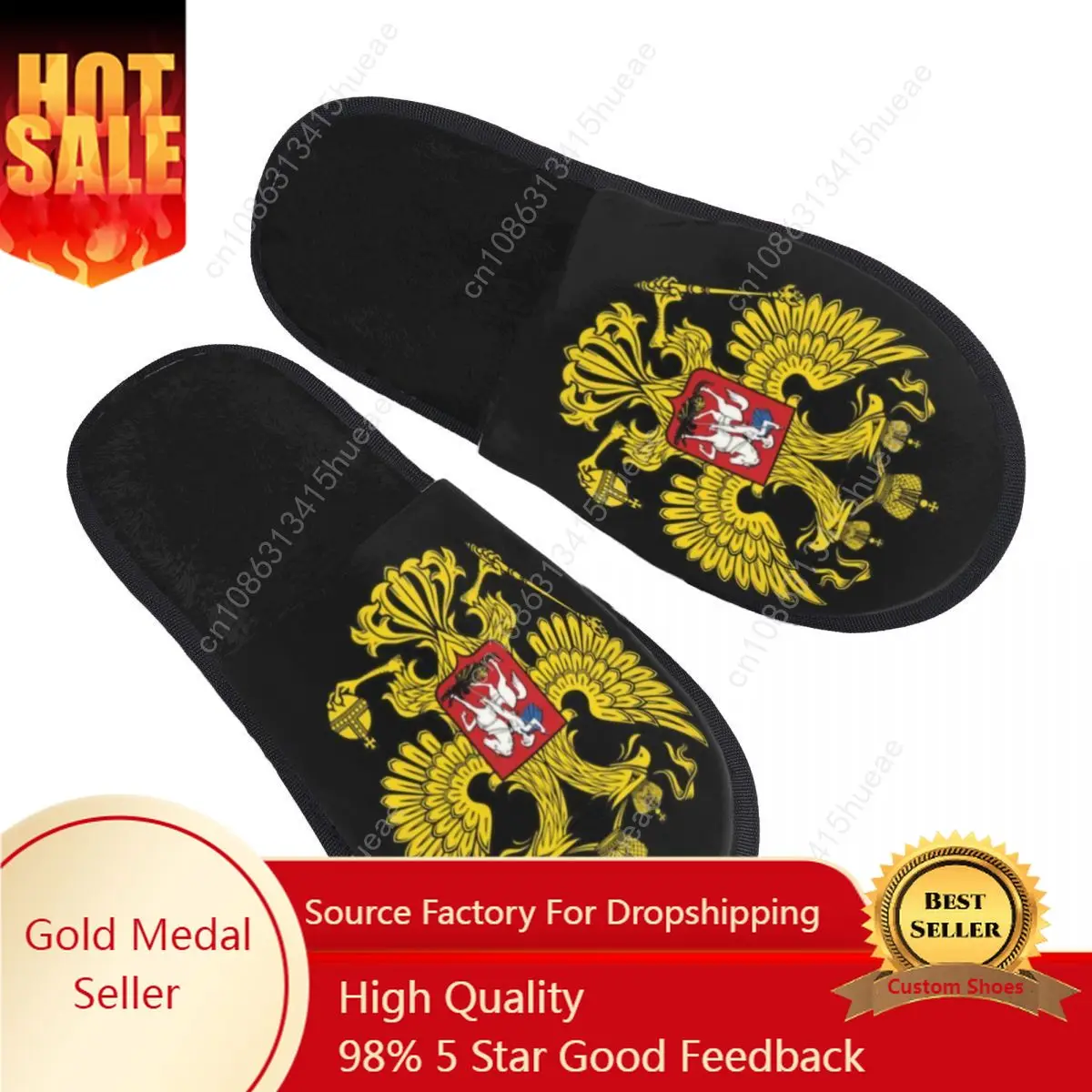 

Custom Coat Of Arms Of Russia Memory Foam Slippers Women Cozy Warm Emblem Of Russian Federation House Slippers