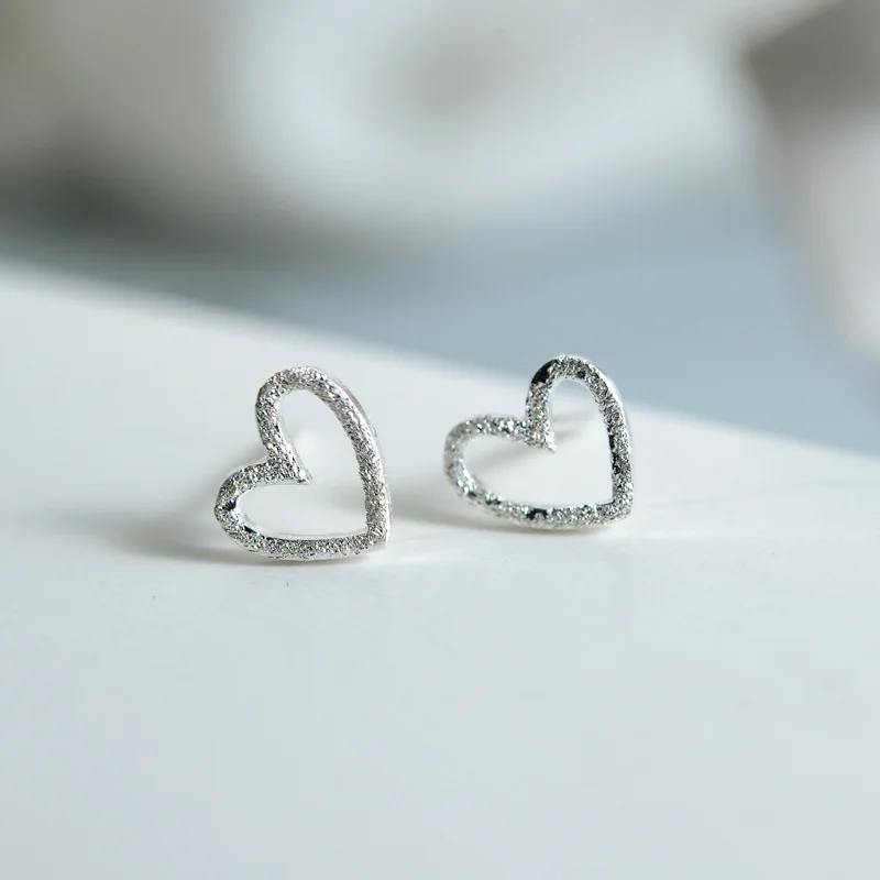 Boucles d'oreilles en forme de cœur plaqué argent 925 pour femmes et filles, bijoux simples, cadeau de mariage, fête d'anniversaire, eh049