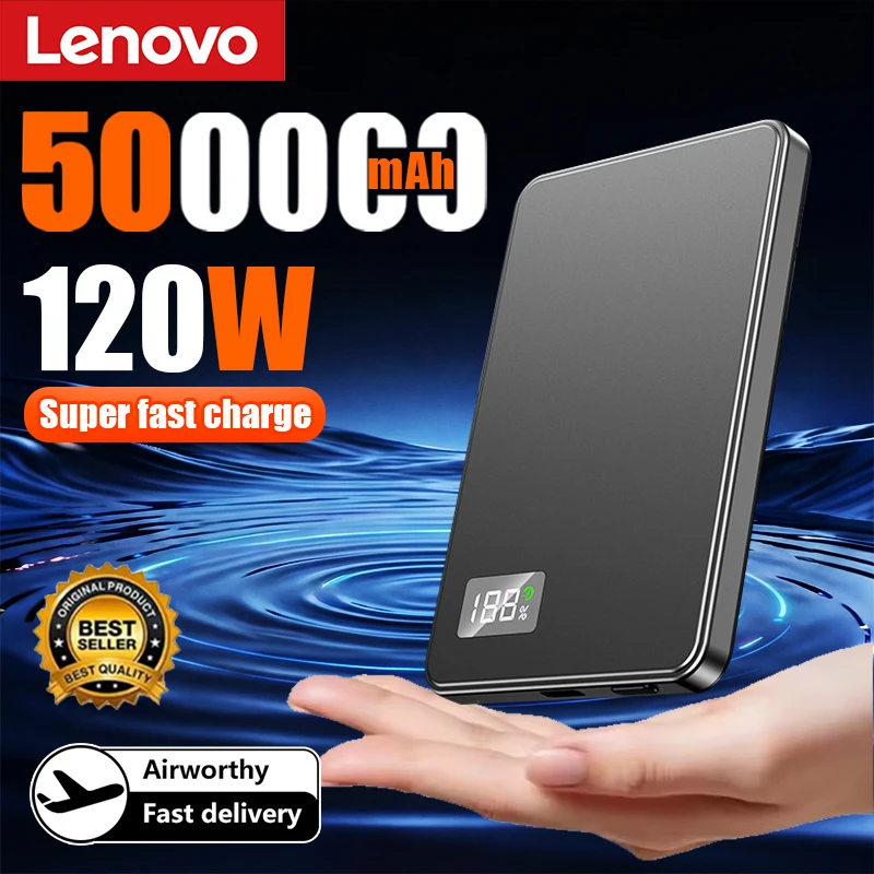 

Внешний аккумулятор Lenovo 500000 мАч с магнитной беспроводной зарядкой, портативный, сверхбыстрая зарядка, для Magsafe, для iPhone, Samsung 2026
