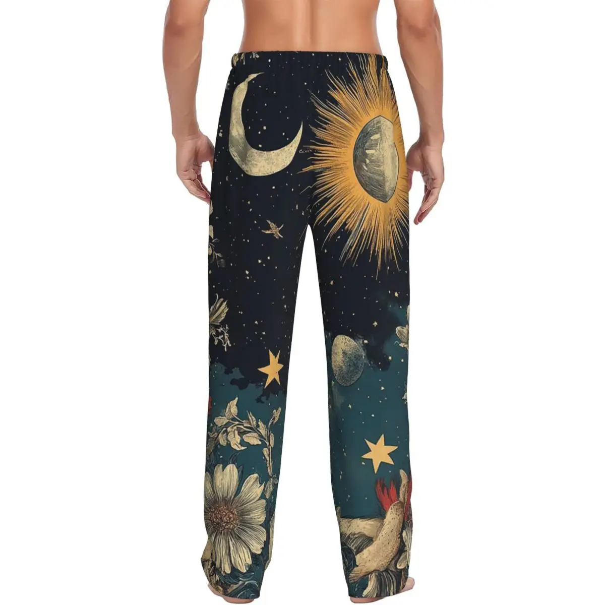Custom Trendy Sun Moon Boho Cosmos Astrology Pajama Pants Men Sleepwear Sleep Lounge Bottoms with Pockets