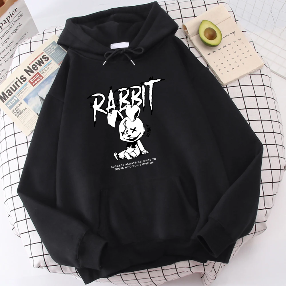 The Rabbit Is Sitting On The Ground Men Hoodie Harajuku Fleece Hoody Fashion Crewneck Sweatshirt Vintage Oversize Streetwear