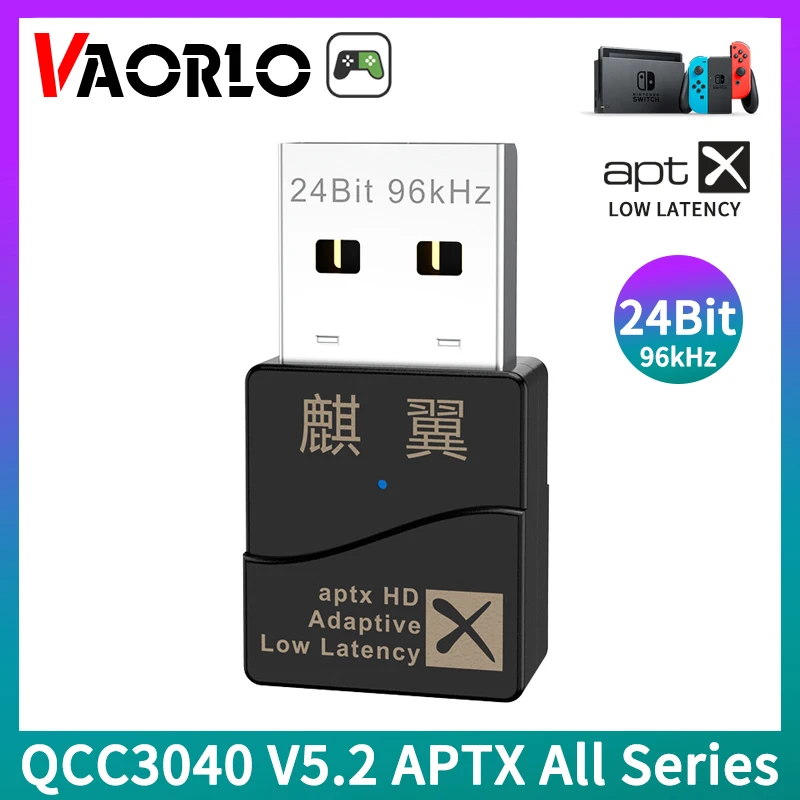 Qcc3040 24bit kb8p csr bluetooth 5.2 transmissor de áudio com microfone aptx ll hd adaptável 40ms baixa latência adaptador sem fio para tv pc