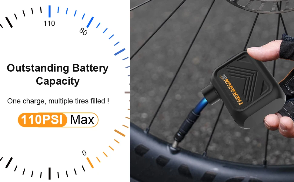 Mini Tragbare Elektrische Luftpumpe Wiederaufladbare Fahrradpumpe, Typ-C Fahrradzubehör für Schrader- und Presta-Reifen – Detail 5