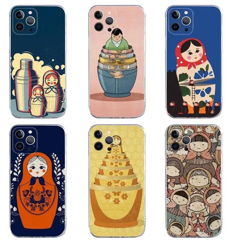 Russian Dolls M-Matryoshka Phone Case For iPhone 15 14 13 12 11 Pro Max Xs Xr X 7 8 Plus 12 13 Mini Silicone Clear Cover