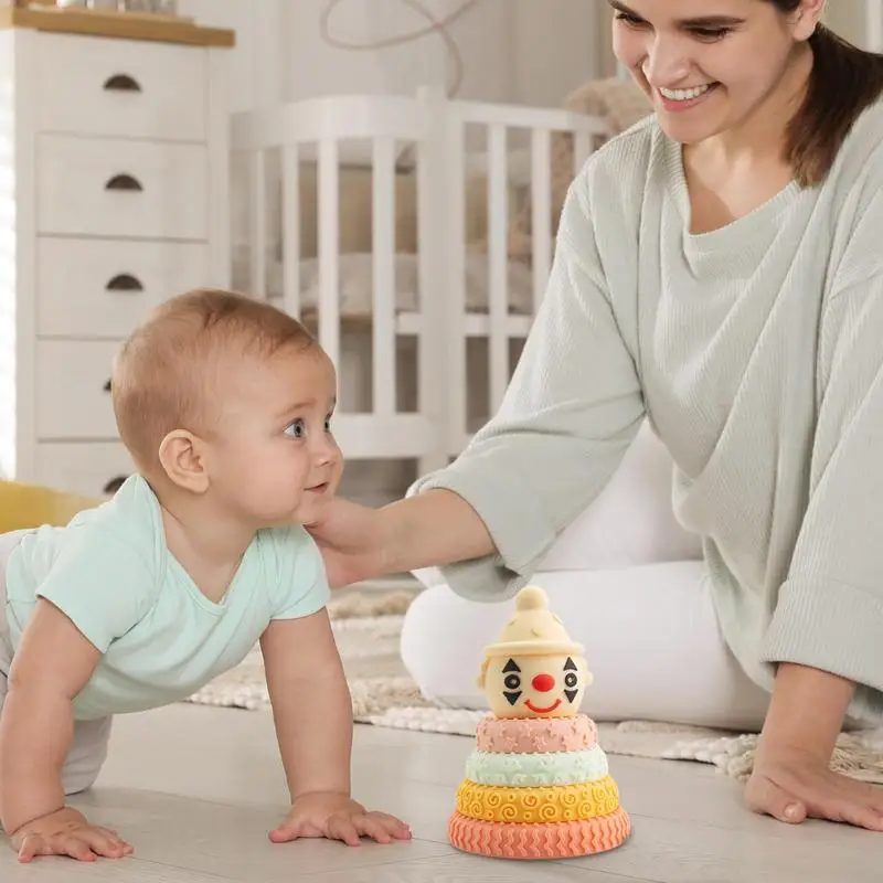 Jouets à Empiler en Silicone pour Enfant, Design de Clown, ApprentiCumbria Présв, Nuit