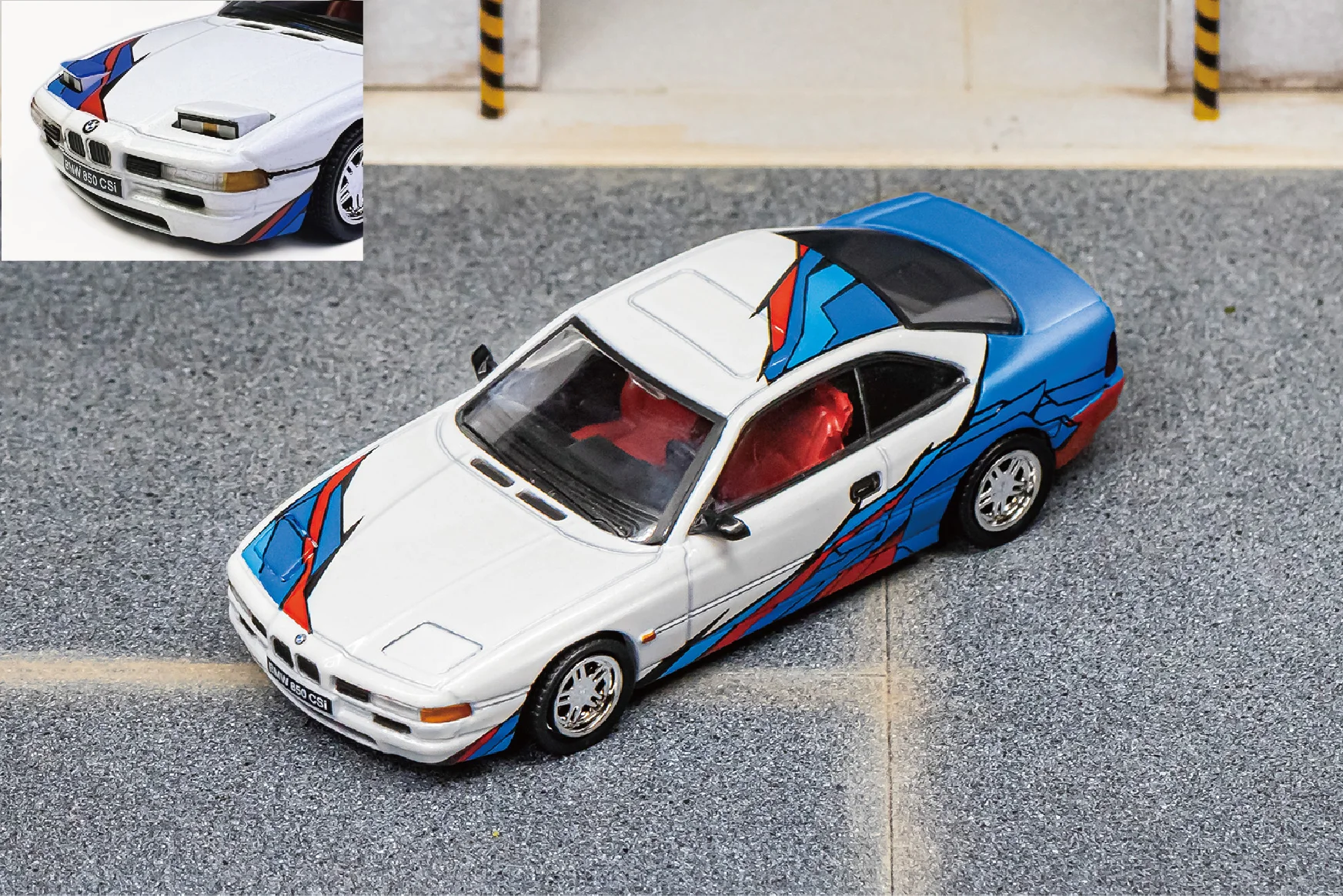 SHADOW1 1:64 BMW 850CSi White Latte Art Jumping Light Alloy Premium Diecast Vehicle Model Toy Collectible Display Piece