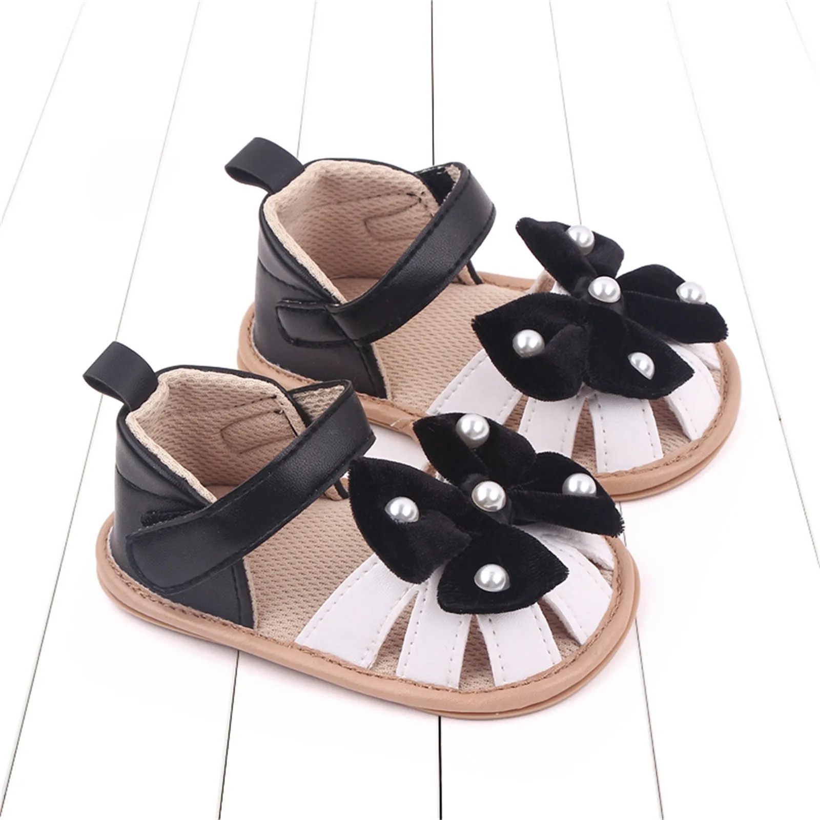 Baby Flip Flop Summer Children Infant Toddler Girls Sandals Flat Bottom Lightweight Breathable Hook Loop Bow Tortoise Booties