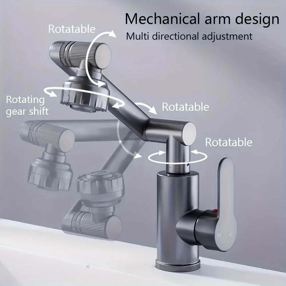 Universal rotating durable bathroom kitchen faucet universal hot and cold household faucet 60cm easy to install design