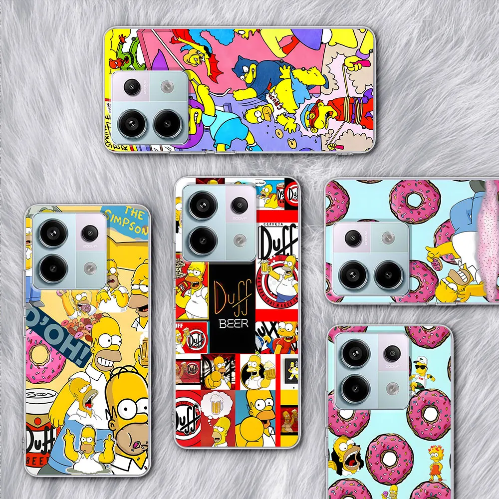 Homer Jay The Simpsons Case for Xiaomi Redmi Note 9 10 8 10S 11 11S 12 12S 9S 11T 13 Pro Plus Transparent TPU Soft Phone Cover