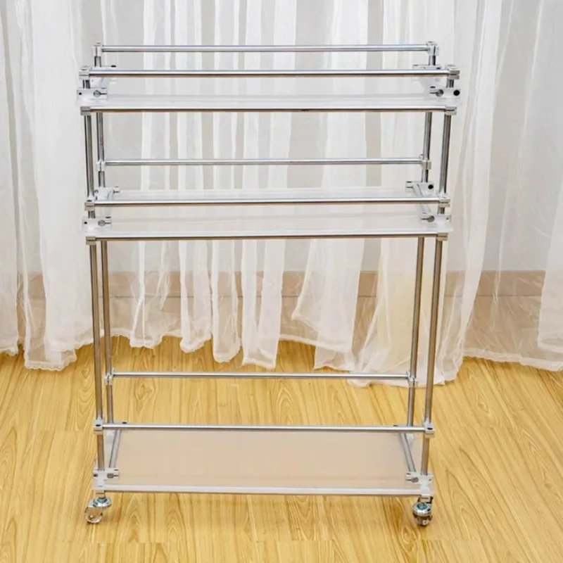 Acrylic Storage Racks Modern Minimalist Shelf Wheeled Movable Stand Indoor Multifunctional Household Storage Collect Gadget