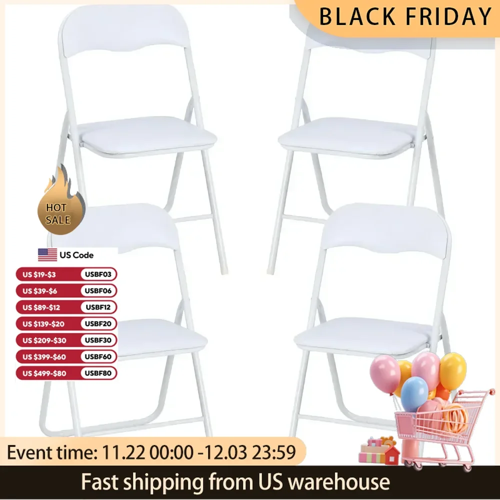 Folding Chairs with Cushion, Outdoor & Indoor Event Portable Metal Folding Chairs with Non-Slip Feet Pads Stacka  Folding Chairs