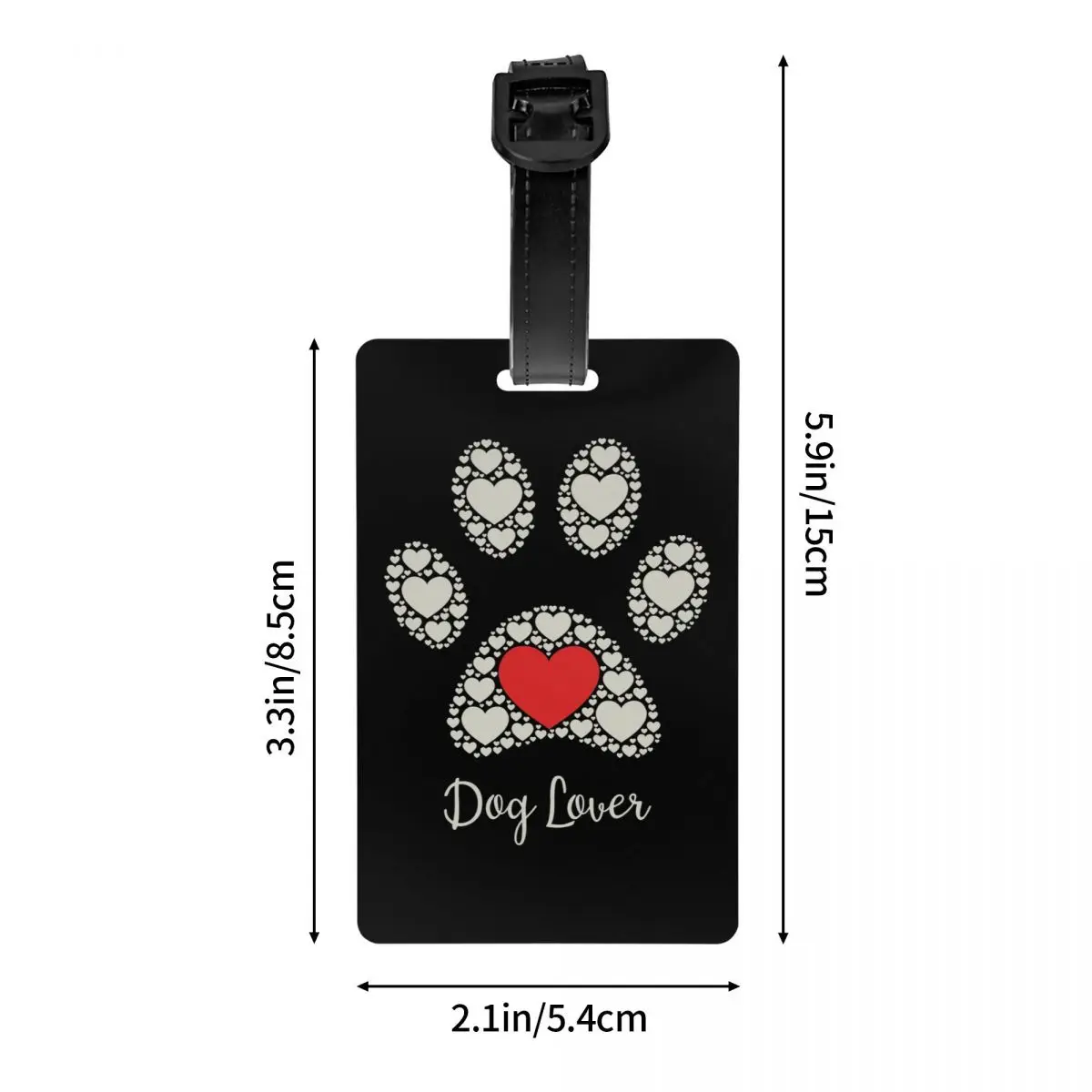 Dog Lover Pet Paw Heart Luggage Tags Custom Baggage Tags Privacy Cover ID Label