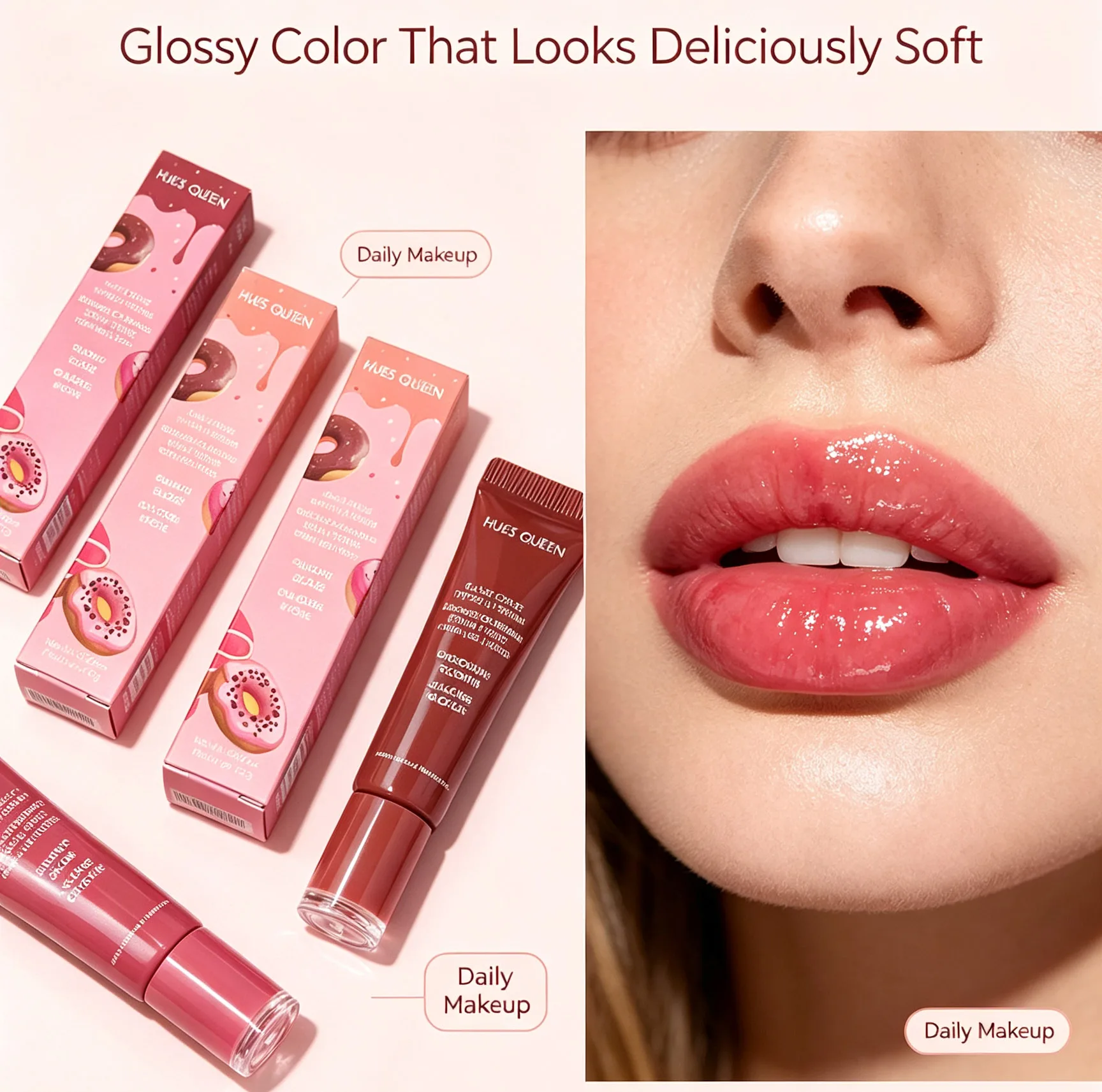 4 Colors Glaze Craze Tinted Lip Serum Hydrating Gloss Lip Balm Moisturizing Plumping Lip Gloss Beauty Makeup