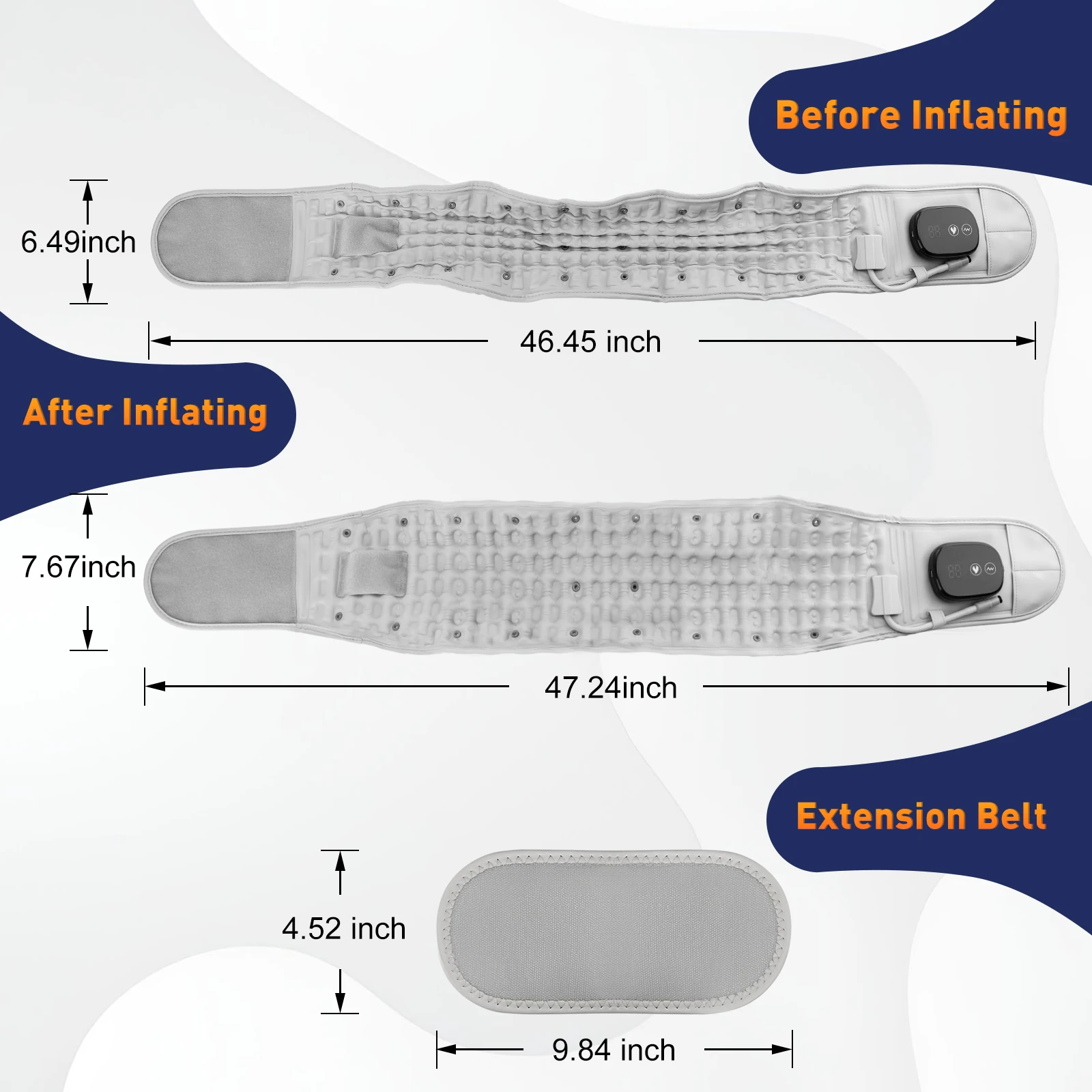 Back Posture Corrector Inflatable Air Traction Lower Back Belt Sprain Waist muscle relax Red Light Heat Airbag Vibration Massage - Image 5