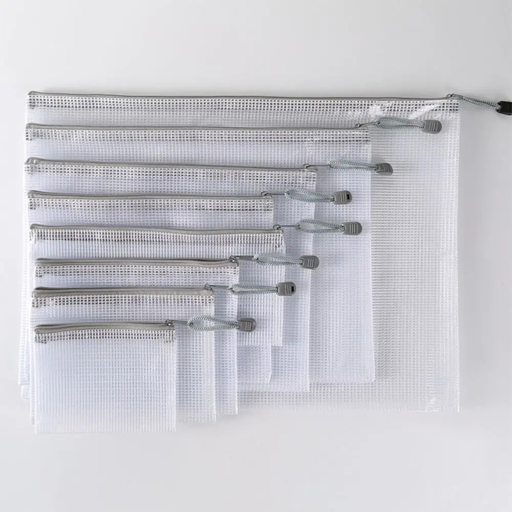 

Cosmetic Makeup Bags Mesh Zipper Pouch Document Organiser Large Capacity Document Folder Plastic Paper Organizer