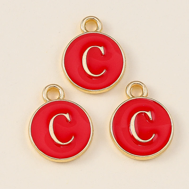 Leslie 20 Stück Niedliche Rote Doppelseitige Mini-Alphabet-Anhänger mit 26 Buchstaben für DIY-Namensschmuck, Halsketten, Armbänder und Ohrringe – Detail 5