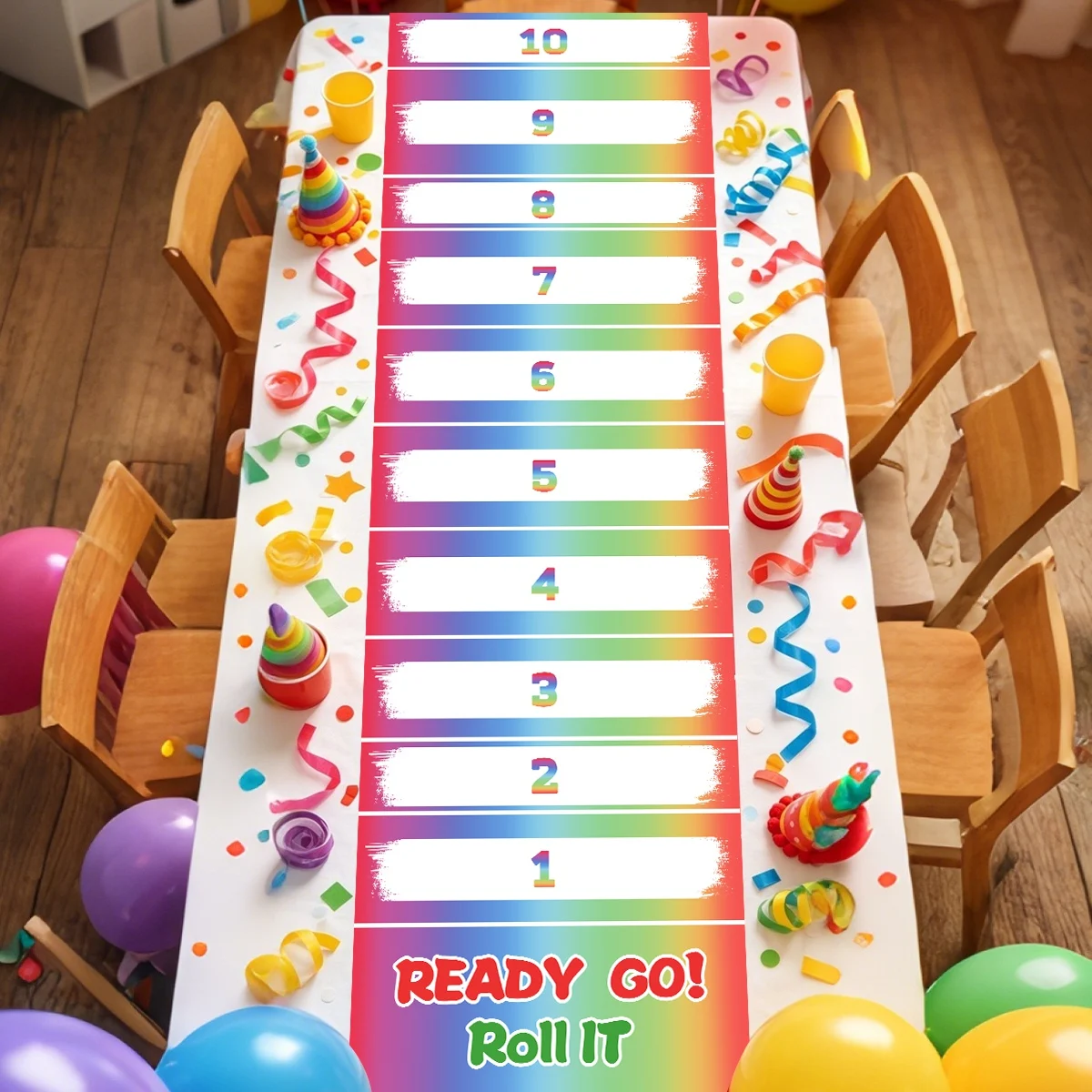1 Stück Regenbogen-Rollspiel zum Selbstgestalten, Flaschen-Rollspiel mit Punktezählung für Familienfeiern, Partyzubehör, Geburtstagsdekoration – Detail 5