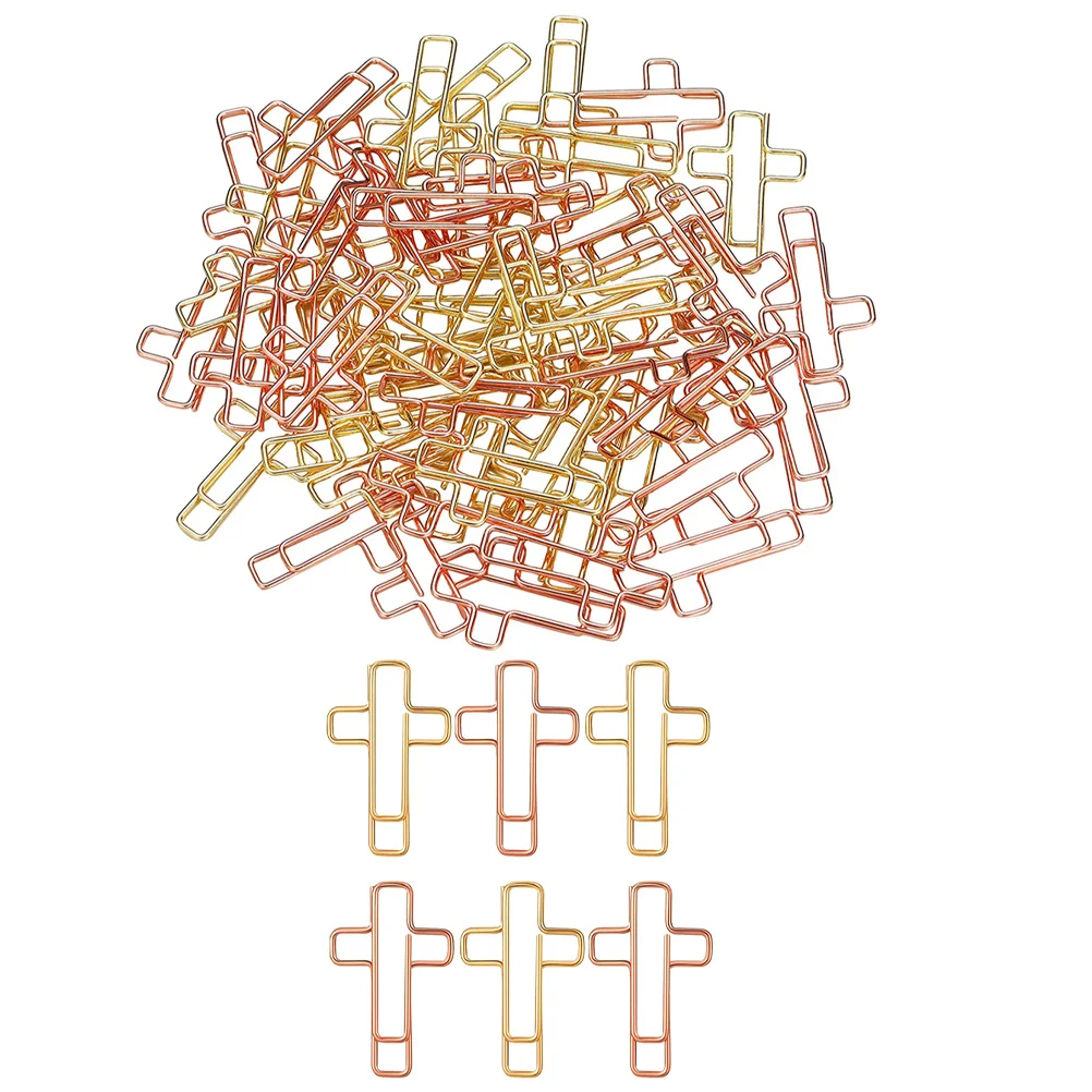 40Pcs Metal Cross Shaped Clips Bible Paperclips for Business Cards Envelopes Cross Paper Clips Memo Clamps Bible Paper Clip