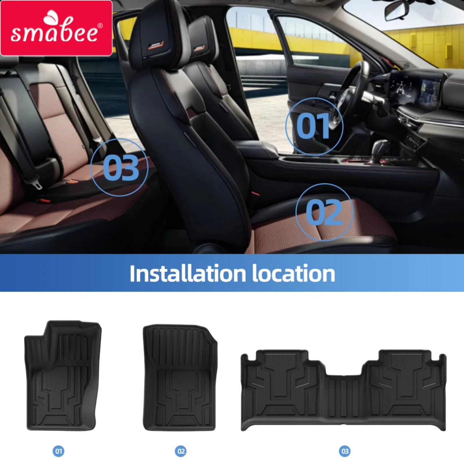 Smabee Left Drive for GWM Tank 500 2022‑2026 (5Seater Fuel Only) TPE 3D Car All -Weather Floor Mat Trunk Pad Accessories Black