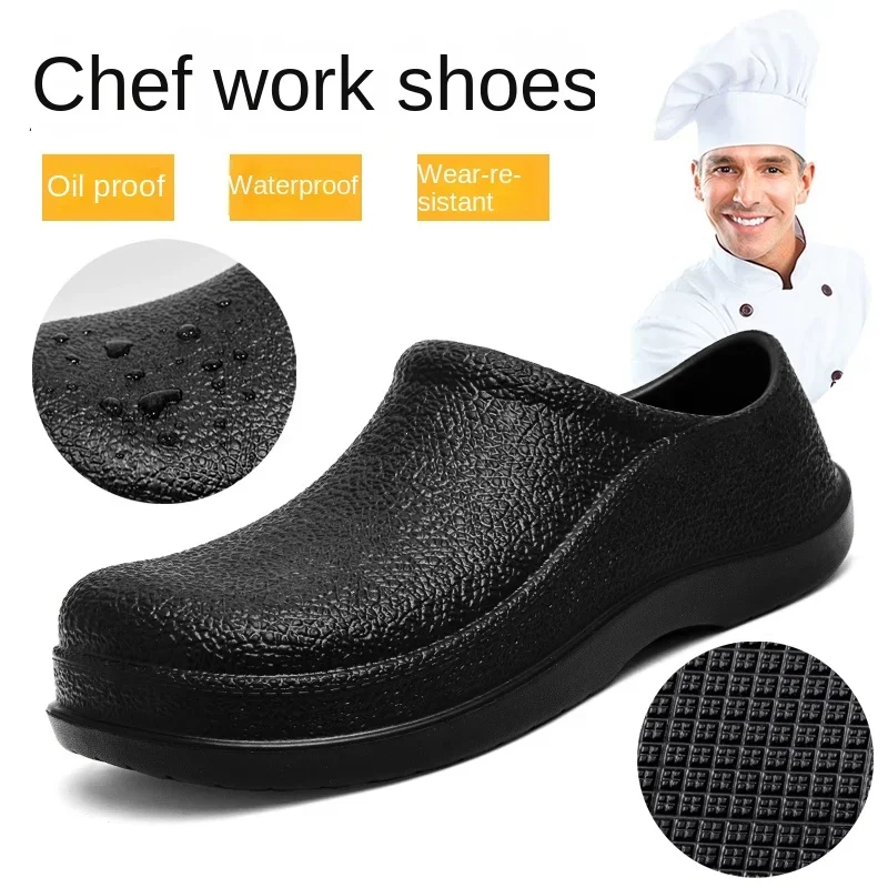 Men's Anti Slip, Oil Proof, Waterproof, Wear-resistant, Lightweight Casual Chef Shoes, Sandals