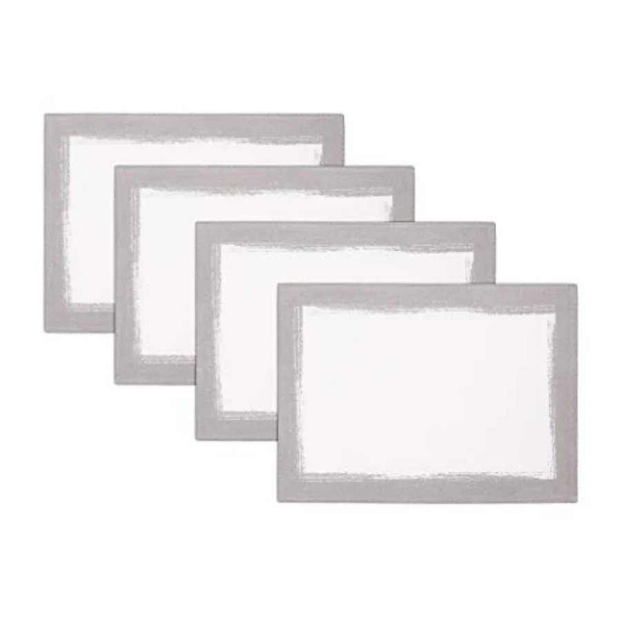 

Набор из 4-х салфеток для сервировки стола Home Fashions Villeroy Boch Metallic Brushstroke Modern Linen Blend, 14 x 20 дюймов, белый и серебристый цвета.