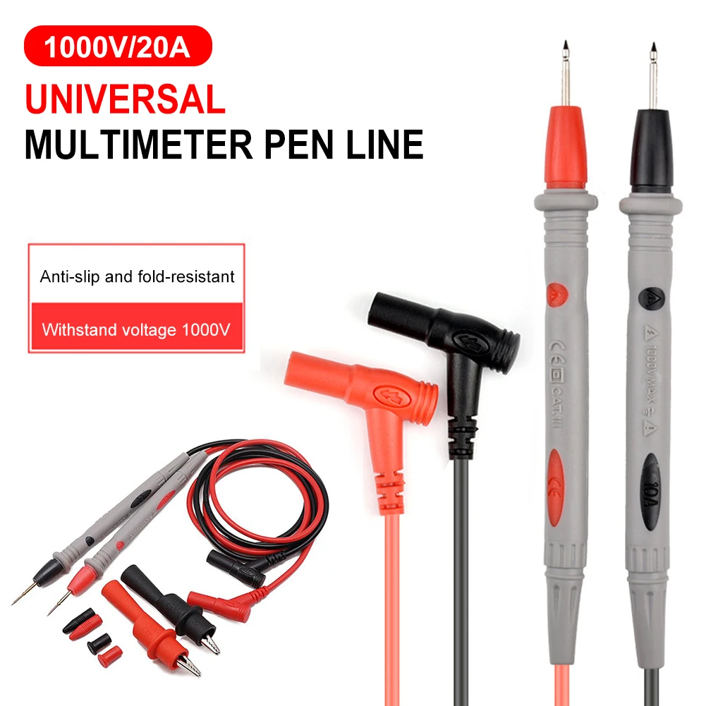 1 Pair Digital Multimeter Probe Soft-silicone-wire Needle-tip Universal Test Leads With Alligator Clip For LED Tester Multimetro