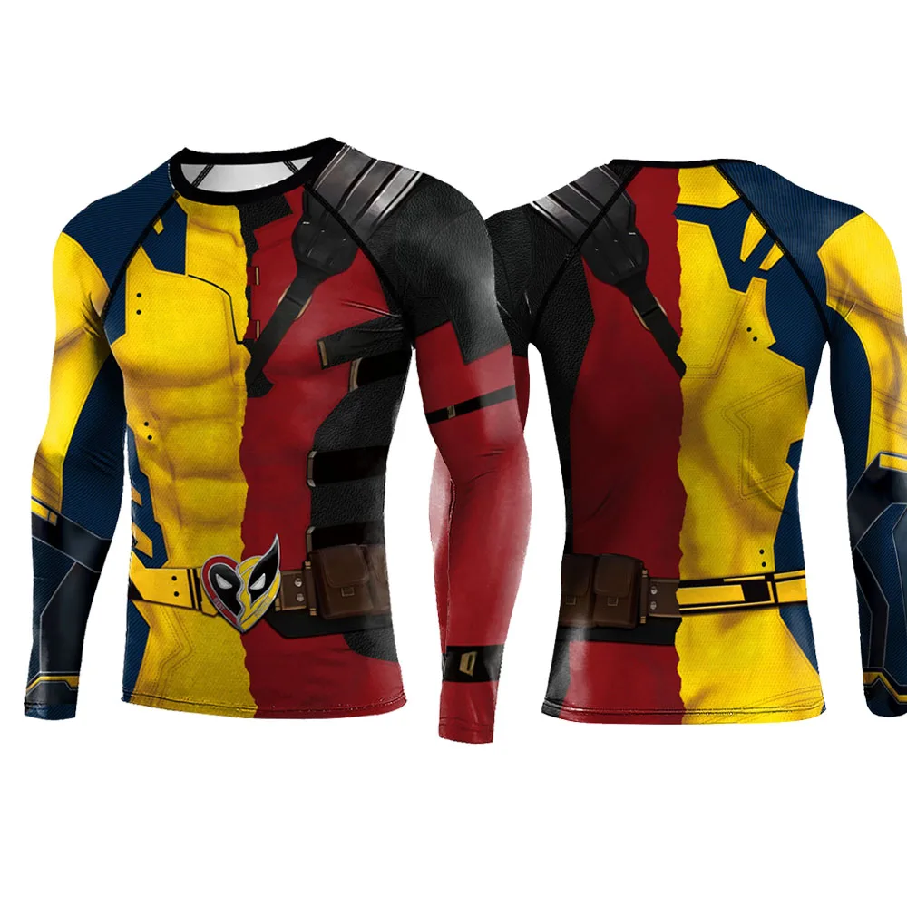 Cosplay Deadpool disfraces camiseta hombres Fitness entrenamiento camiseta deportes gimnasio compresión camisa carnaval Cosplay película Wolverine Tops