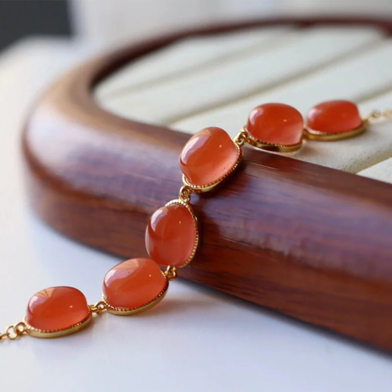 

Natural Cherry Red Multi-Particle Noodle S925 Silver Bracelet