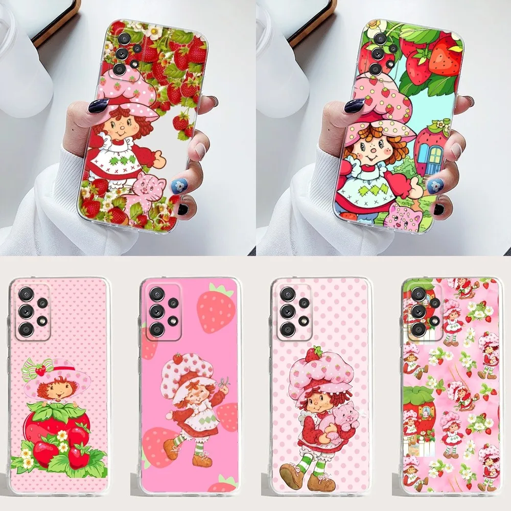 S-Strawberry pink Shortcake Phone Case  For Samsung Galaxy S30,S23,21,22,20 S10,9,PIus Note20ultra Silicone Transparent Case