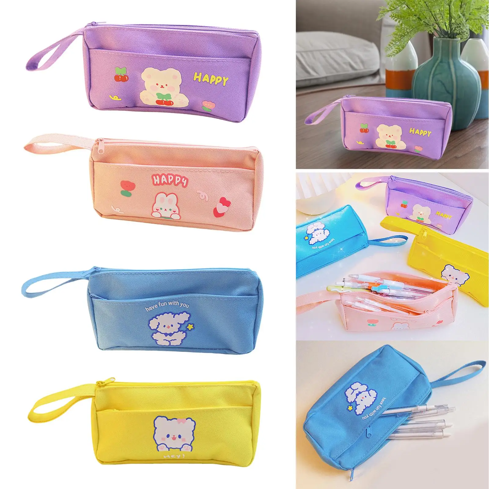 Zipper Pencil Case Pen Marker Holder Makeup Cosmetic Bags for Students Teens