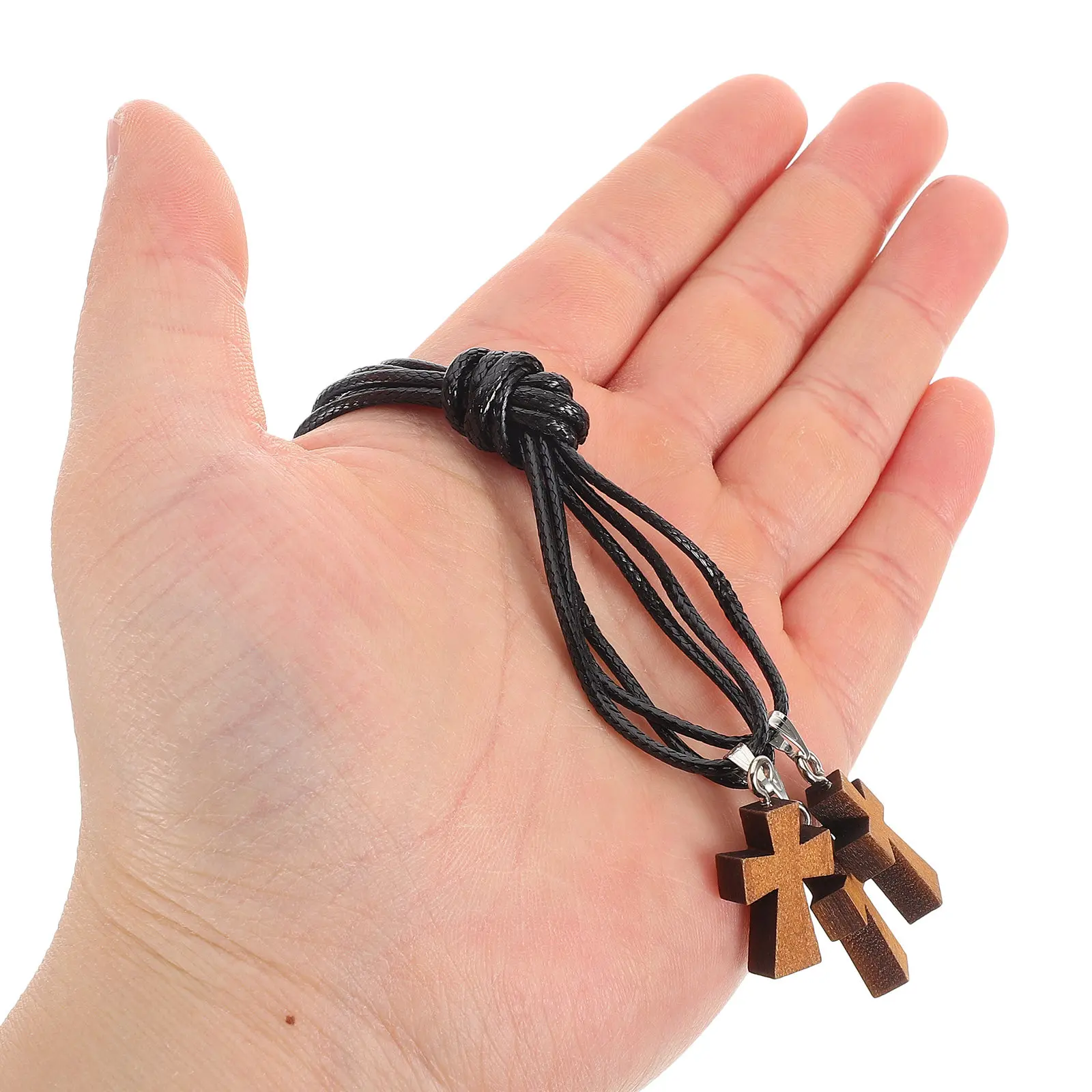 

3 шт. деревянные легкие мини-подвески в форме креста с регулируемой веревочной цепочкой для самостоятельного изготовления украшений для женщин, мужчин и подростков