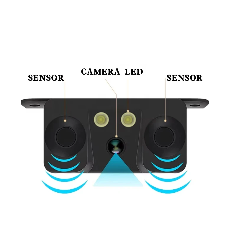 طقم مستشعر ركن السيارة العكسي 3 في 1 مع شاشة مقاومة للماء مقاس 7 بوصات وكاميرا احتياطية بنظام مضاد للتصادمات على شكل حرف U #3