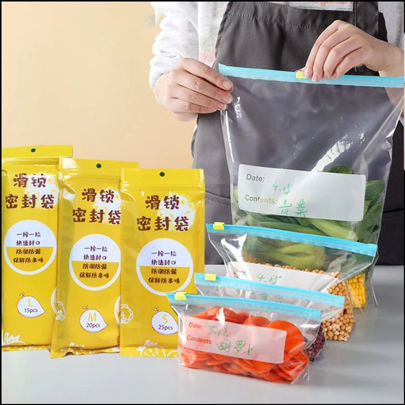 Bolsa de almacenamiento de alimentos para cocina, bolsa sellada de doble costilla para el hogar, subembalaje congelado grueso, bolsa de sellado de plástico transparente