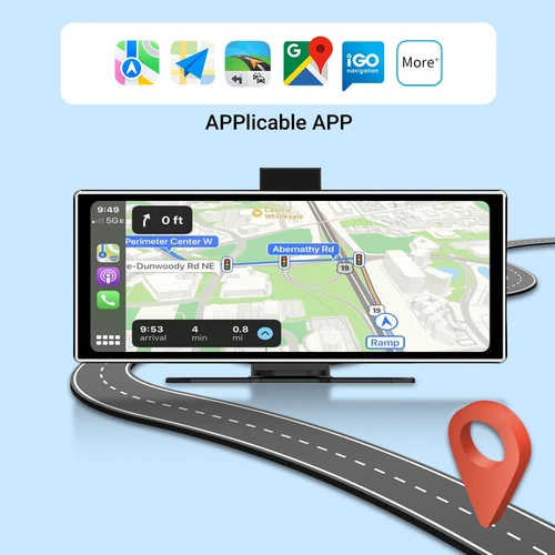 Imagen 2 del producto Nuevo 11,26 pulgadas 4K DVR inalámbrico CarPlay y Android Auto cámara de salpicadero portátil IPS pantalla táctil Bluetooth Audio grabadora de doble lente
