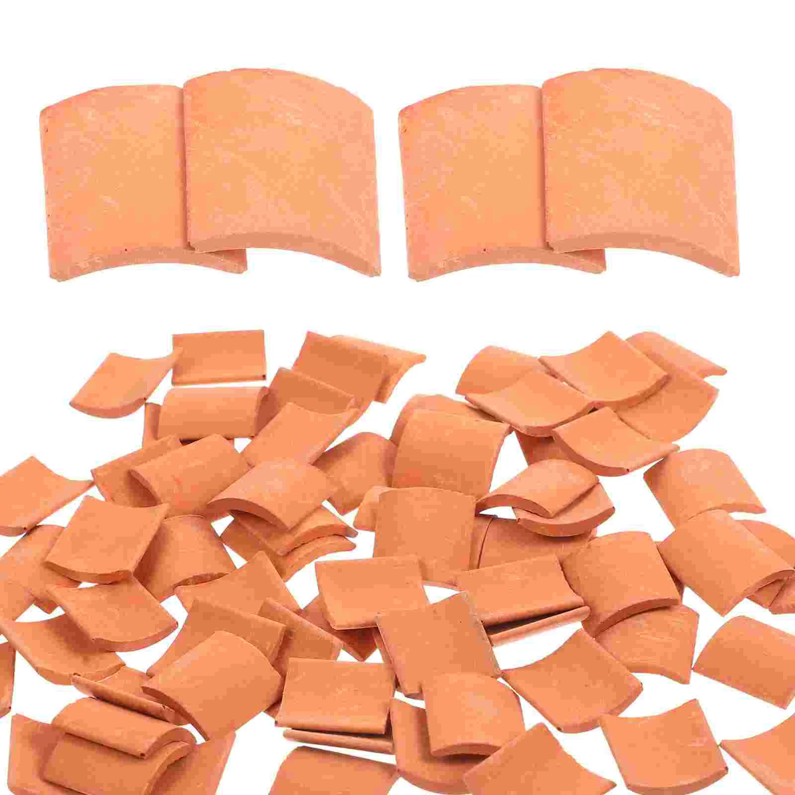 80 Pcs Miniature Roof Tiles Lifelike Sand Table Decor Landscape Building Blocks Fake Red Clay Roofing for Creativity