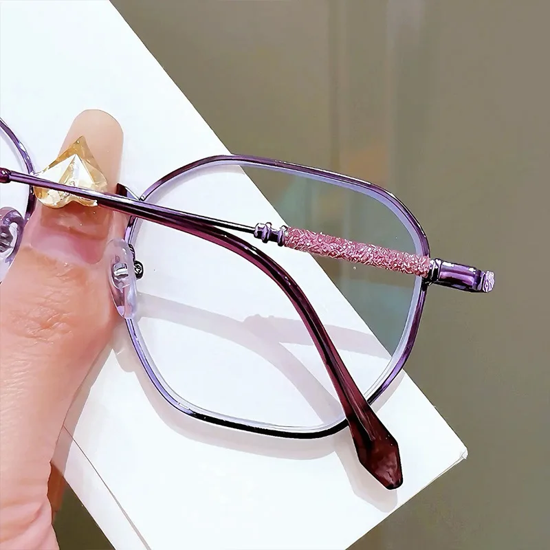 0 bis + 4,0 Metall Polygon Lesebrille Advanced Feeling Funkelndes Temperament Lesebrille Anti-Blaulicht-Brille für ältere Menschen – Detail 4