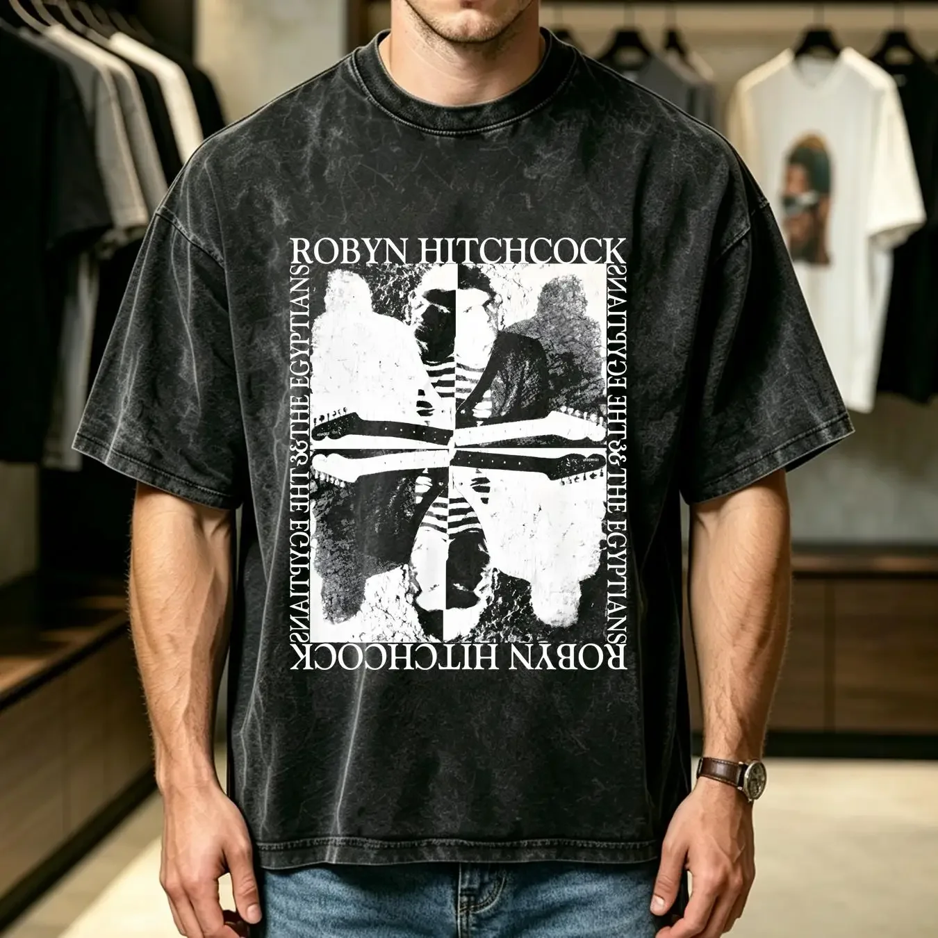 washed T Shirt 80s Robyn Hitchcock and The Egyptians Band Rock Music Large vintage Washed Unisex designer clothes Comfortable