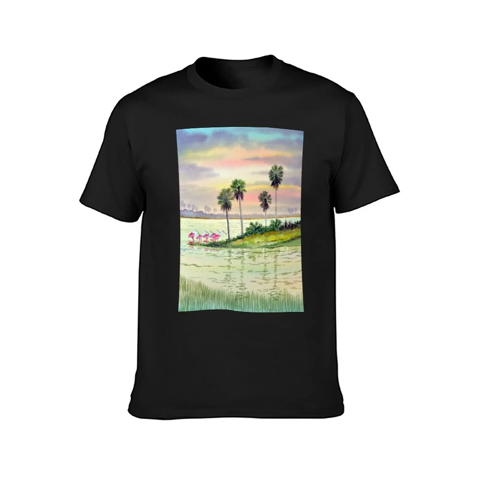 Spoonbills At Sunrise In Florida T-Shirt Blouse sweat mens t shirt