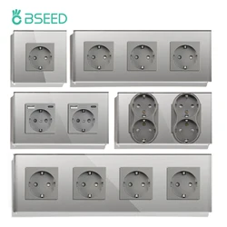 BSEED Single EU wall Socket Double Type-c USB Sockets 2.1A Triple Crystal Glass Power Socket USB 16A