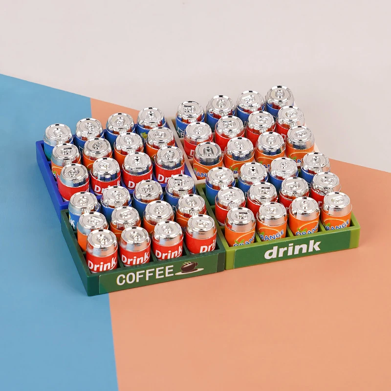 1 Set Mini Supermarket Model Scene Food Toys 1:12 Dollhouse Miniature Simulation Soda Drink Plus Tray Model DIY Accessories