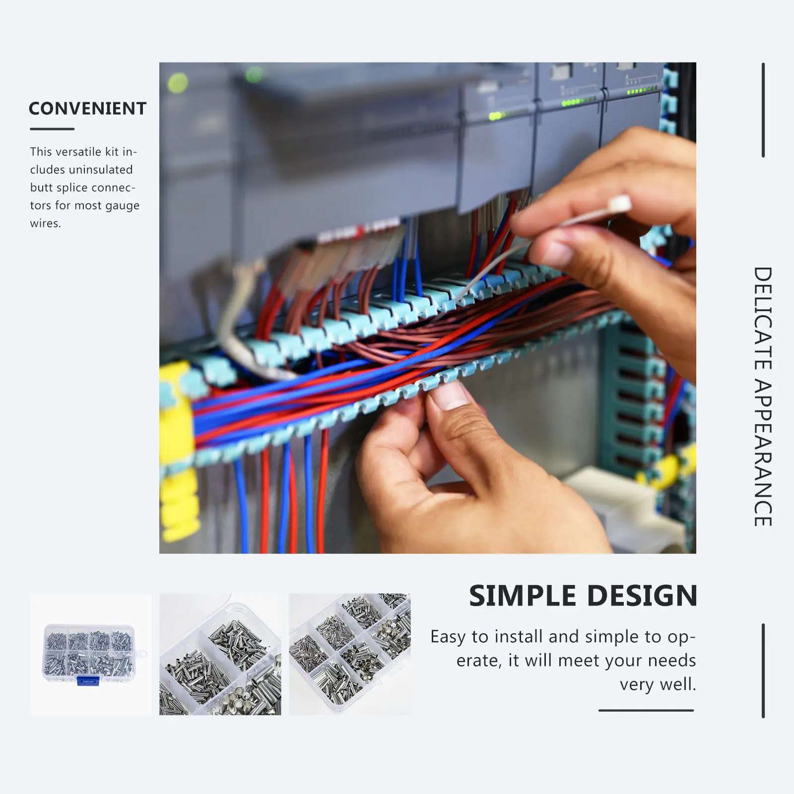 600Pcs Cable Connection Terminals Non Insulated Wire End Ferrules Kit Electrical Crimp Tubes Wiring Crimp Terminals Assortment