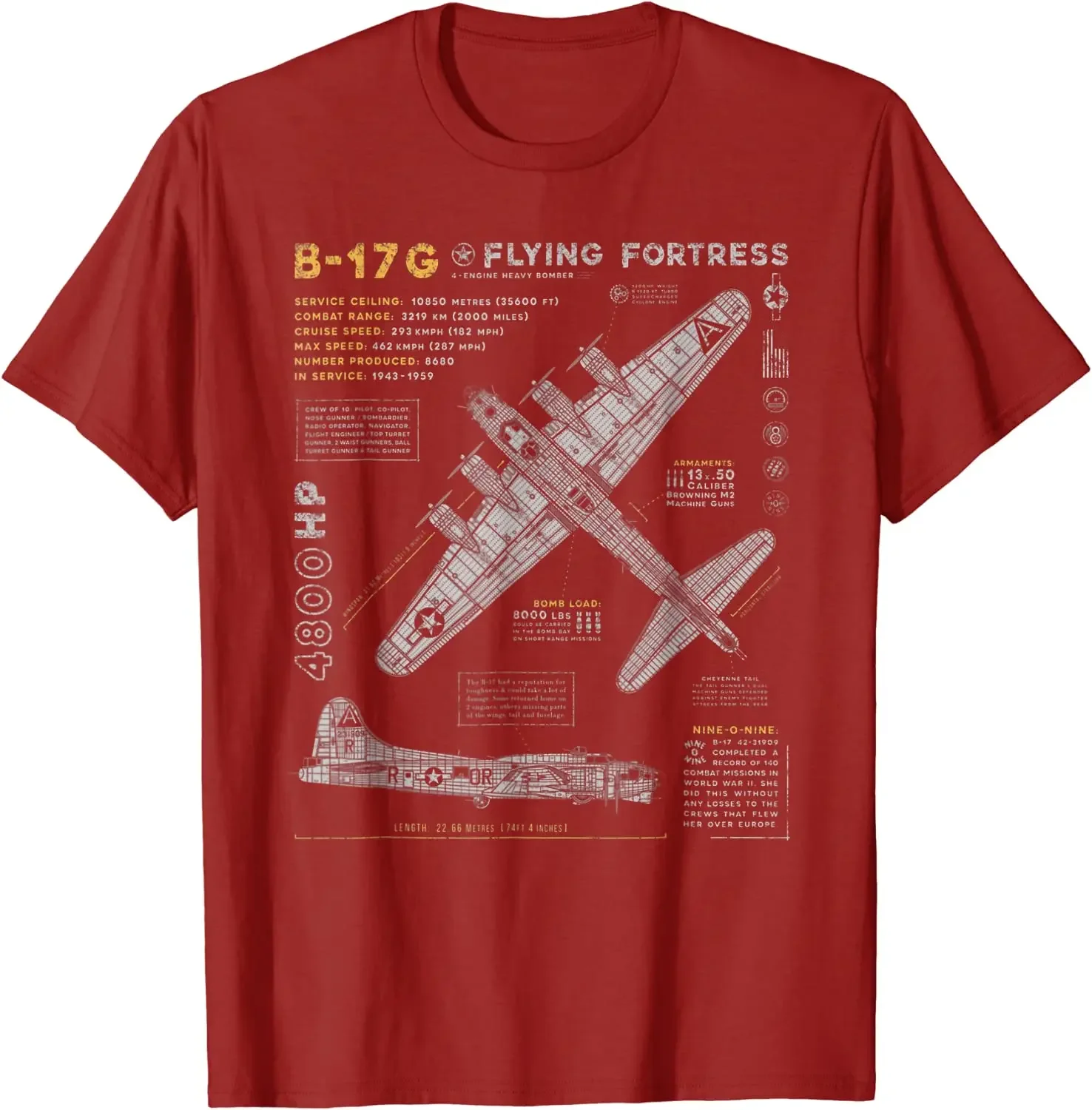 B-17 Flying Fortress WW2 B-17G Bomber Men T-Shirt Short Sleeve Casual 100% Cotton O-Neck Summer T Shirts harajuku men\'s t-shirts